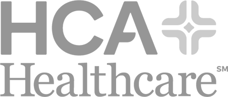 HCA company logo in grayscale